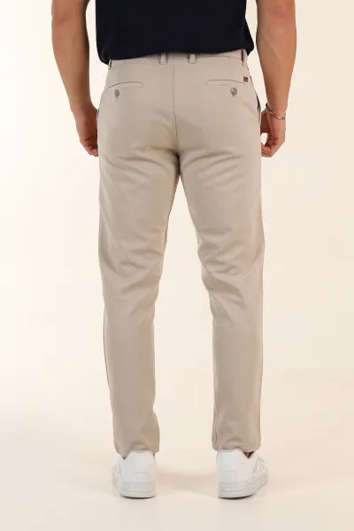 Bej Slim Fit Örme Kumaş Erkek Pantolon 391308