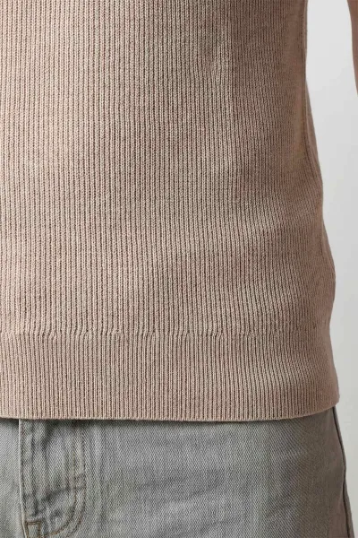 Bej Slim Fit Polo Yaka Triko Erkek Tişört 449050