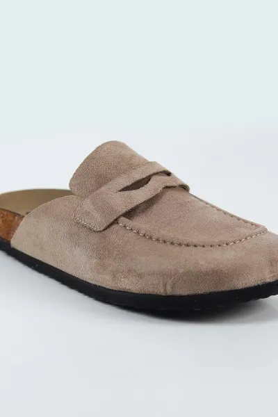 Bej Süet Kadın Loafer Terlik 500436