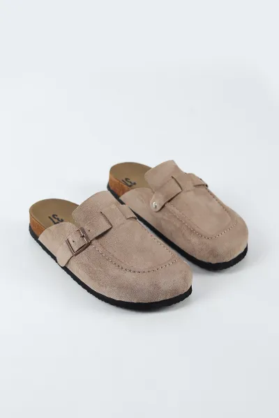 Bej Süet Sabo Toka Detaylı Kadın Loafer Terlik 500449