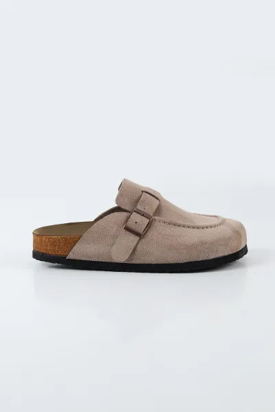 Bej Süet Sabo Toka Detaylı Kadın Loafer Terlik 500449