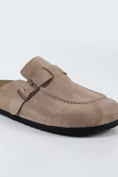 Bej Süet Sabo Toka Detaylı Kadın Loafer Terlik 500449