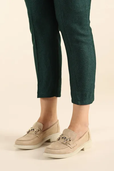 Bej Süet Toka Detay Loafer Ayakkabı 298585