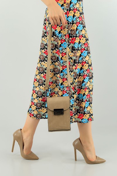 Bej Suni Deri Bayan Omuz Çantası 74398