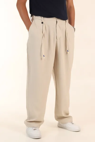 bej-super-baggy-keten-bel-lastikli-erkek-pantolon-380958