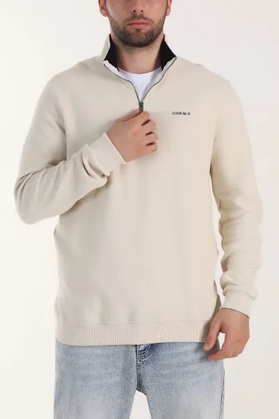 bej-yarim-fermuarli-polo-yaka-erkek-sweatshirt-410877
