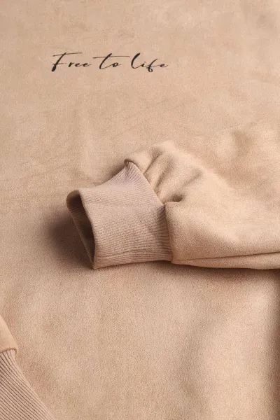 Bej Yazı Detaylı Bisiklet Yaka Erkek Sweatshirt 396975
