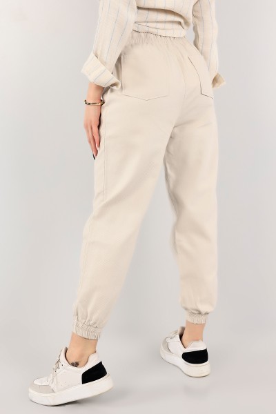 Bej Yazlık Gabardin Bayan Pantolon 110975
