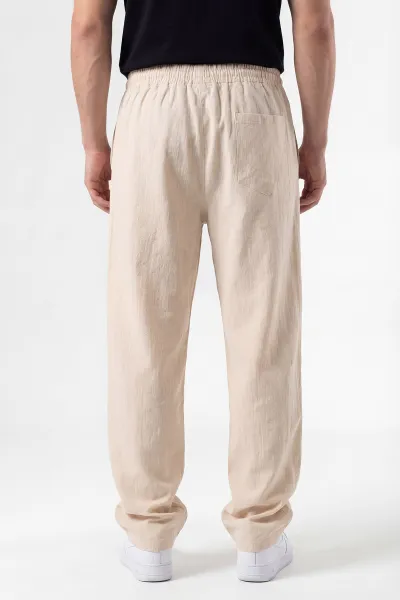 Bej Yeni Sezon Baggy Belden Bağlamalı Erkek Pantolon 442262