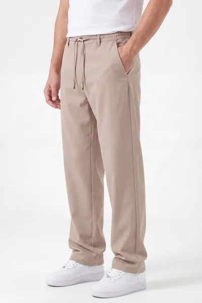 Bej Yeni Sezon Baggy Belden Bağlamalı Erkek Pantolon 459251