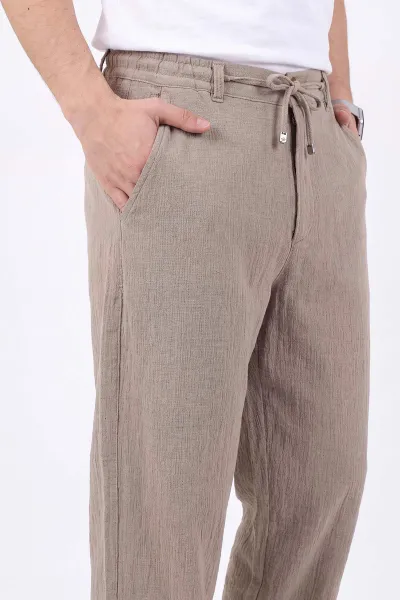 Bej Yeni Sezon Baggy Belden Bağlamalı Erkek Pantolon 471920