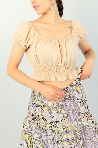 Bej Yeni Sezon Poplin Bluz 71273