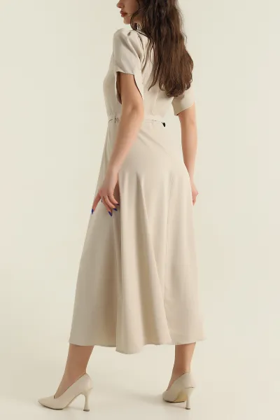Bej Yeni Sezon Twill Kadın Elbise 425141