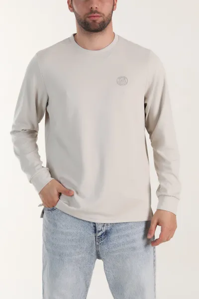 bej-yirtmacli-bisiklet-yaka-erkek-sweatshirt-410637