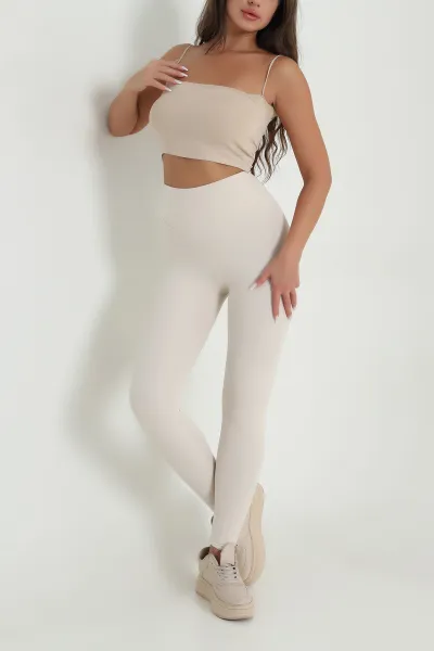 Bej Yüksek Bel Modal Belize Tayt 488314