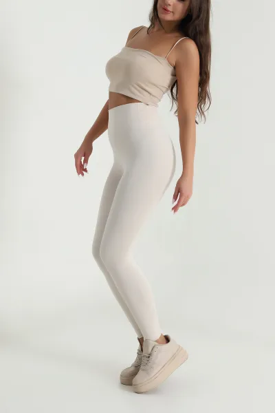 Bej Yüksek Bel Modal Belize Tayt 488314