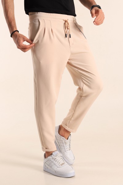 Bej Zincirli Likralı Erkek Jogger Pantolon 187793