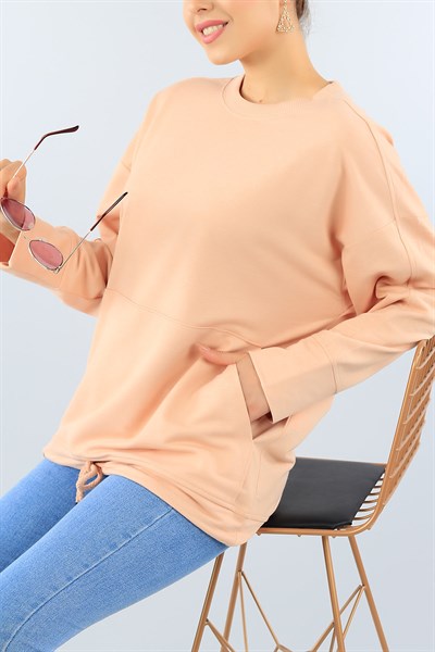 Belden Sıkmalı Pudra Bayan Sweat 38667