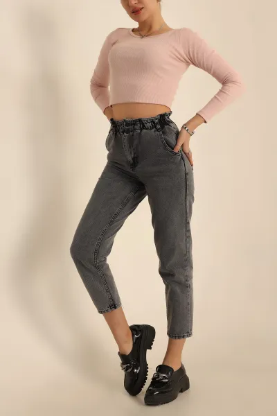 Beli Lastikli Mom Bayan Kot Pantolon 227098