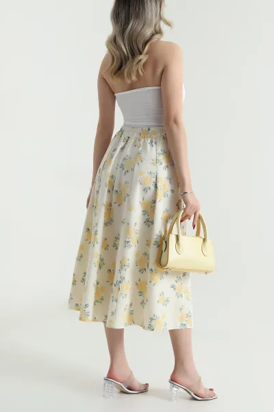 Beli Lastikli Poplin Dokuma Kadın Etek 479856
