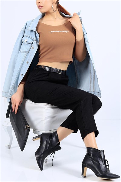Beli Lastikli Siyah Pantolon 25250B