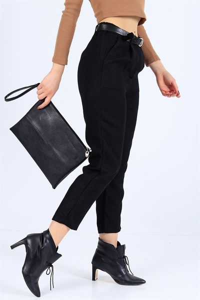 Beli Lastikli Siyah Pantolon 25250B
