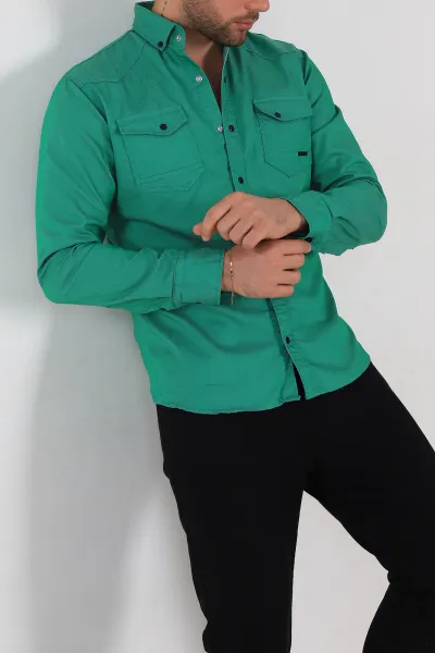benetton-yesili-cift-cepli-cit-cit-dugmeli-erkek-kot-gomlek-298725