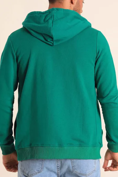 Benetton Yeşili Fermuarlı Kapüşonlu Erkek Sweatshirt 236549