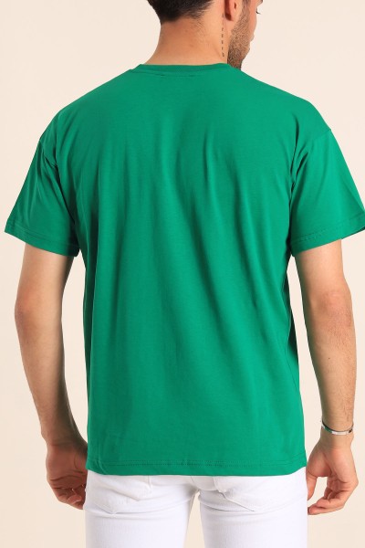 Benetton Yeşili Oversize Basic Erkek Tişört 184258