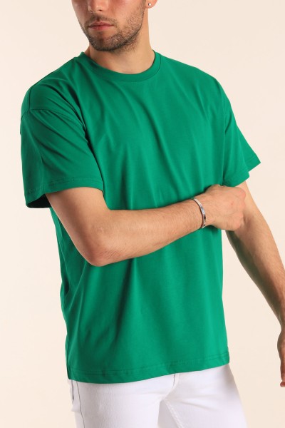 Benetton Yeşili Oversize Basic Erkek Tişört 184258