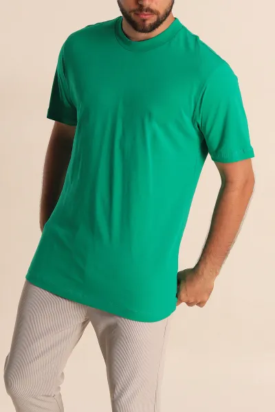 Benetton Yeşili Relaxed Fit Basic Erkek Tişört 279896