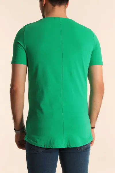 Benetton Yeşili Sırt Dikişli Erkek Tişört 215852