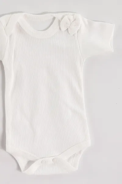 Beyaz (0-3 Ay) Güpürlü ve Fiyonklu Kutulu   Yeni Doğan Kız Bebek 10'lu Zıbın ve Hastane Çıkış Setleri 453454