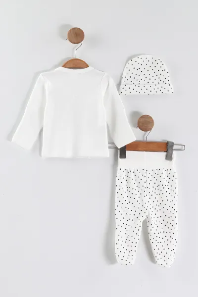 Beyaz (0-3 Ay) Koala  Baskılı   Patikli Unisex Bebek 3'lü Zıbın Takım 453781