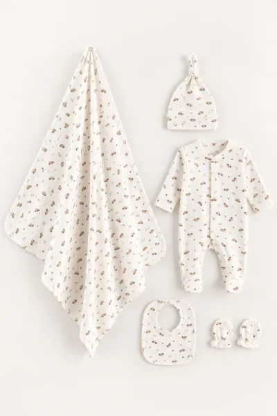beyaz-0-3-ay-minik-araba-baskili-raporlu-battaniyeli-erkek-bebek-5li-set-487189