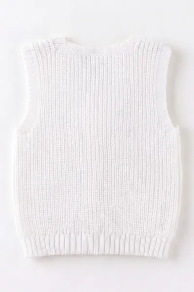 Beyaz (0-5 Yaş) Ponpon Süslü Düğmeli Kız Çocuk Yelek 474490