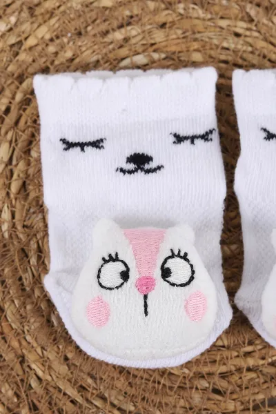 Beyaz (0-6 Ay)Oyuncaklı Kız Bebek  Çorap 441276
