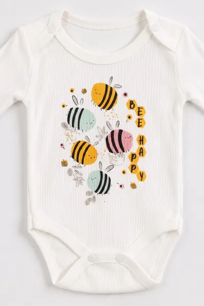 Beyaz (0-9 Ay) Arı  Baskılı    Kız Bebek Takım 480488