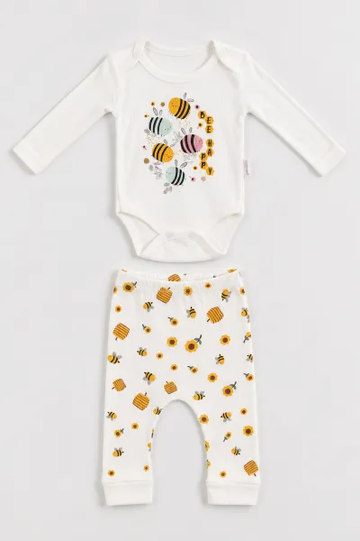 Beyaz (0-9 Ay) Arı  Baskılı    Kız Bebek Takım 480488