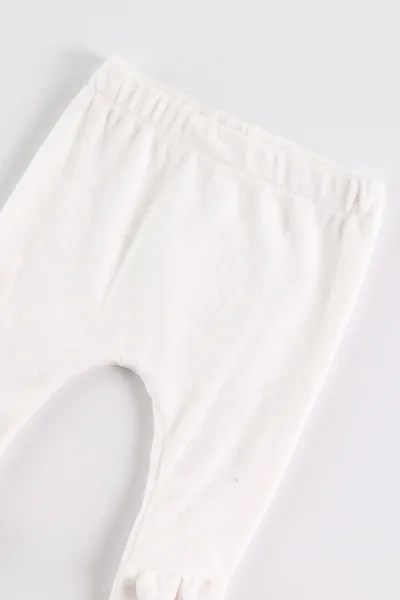 Beyaz (0-9 Ay) Ayıcık Nakışlı Peluş Çıtçıtlı Badili Patikli Alt Erkek Bebek Takım 497564