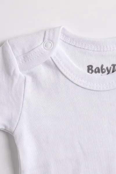 Beyaz (0-9 Ay) Düz Kısa Kol Bebek Çıtçıtlı Badi 482346