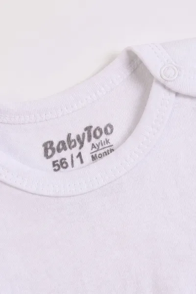 Beyaz (0-9 Ay) Düz Uzun Kol Bebek Çıtçıtlı Badi 482323