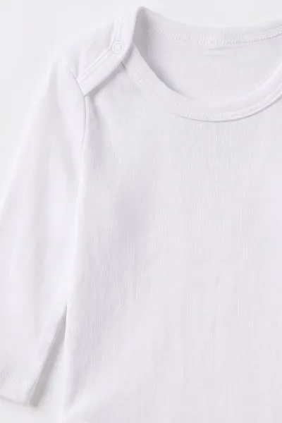 Beyaz (0-9 Ay )  Düz   Uzun Kollu   Bebek & Çocuk Çıtçıtlı Badi 480347