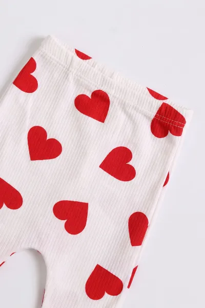 Beyaz (0-9 Ay) Love Baskılı    Kız Bebek Takım 480494