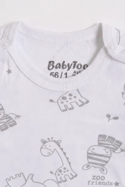 Beyaz (0-9 Ay) Safari  Desenli Bebek Çıtçıtlı Badi 482303