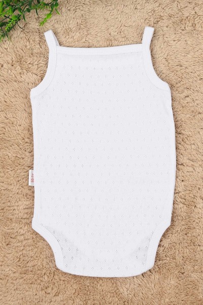 Beyaz (1-3 Yaş) Jakarlı İp Askılı Bebe Badi 158713