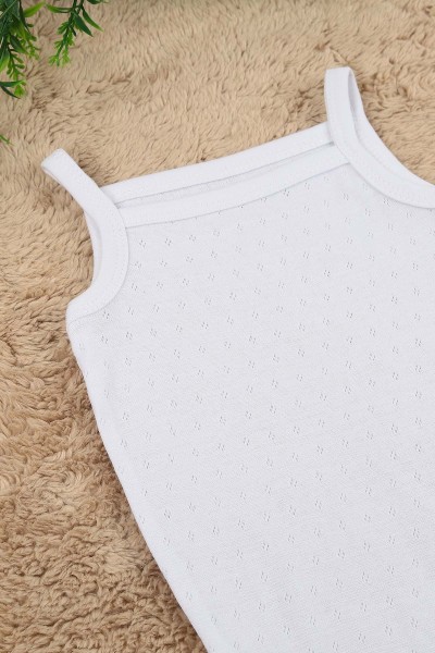 Beyaz (1-3 Yaş) Jakarlı İp Askılı Bebe Badi 158713