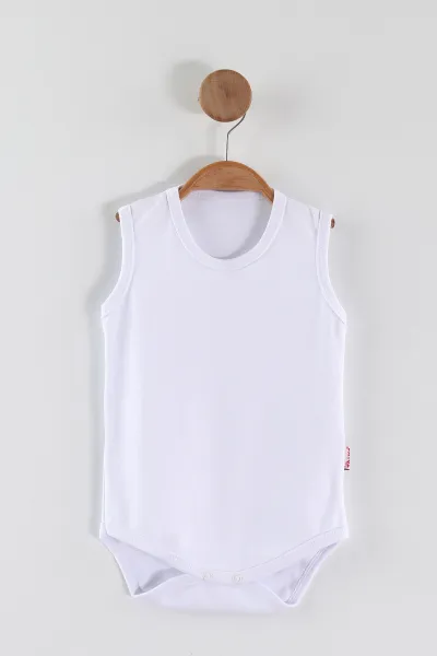Beyaz ( 1-3 Yaş ) Sıfır Kol Düz Bebek&Çocuk Çıtçıtlı Badi 467328