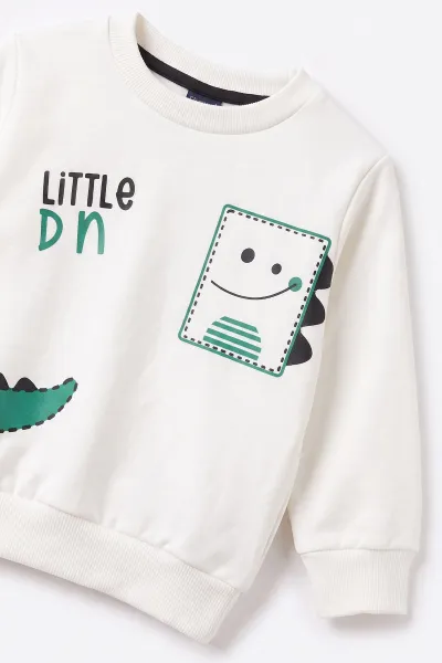 Beyaz (1-4 Yaş) Little Dino Baskılı 2 İp Erkek Çocuk&Bebek Mevsimlik Takım 495084