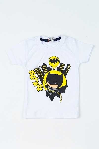 Beyaz (1-6 yaş) Batman Baskılı Erkek Çocuk Tişört 108039